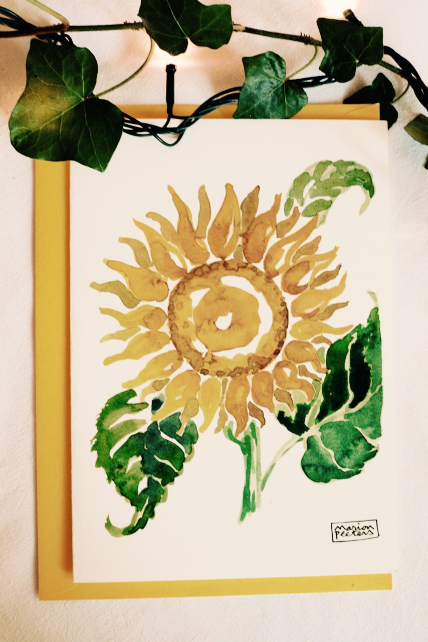 1#illustrationmarion peeters #cartesaquarelle#leverger#tournessol