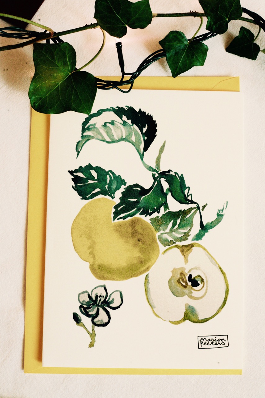 2#illustrationmarion peeters #cartesaquarelle#leverger#pommesjaunes
