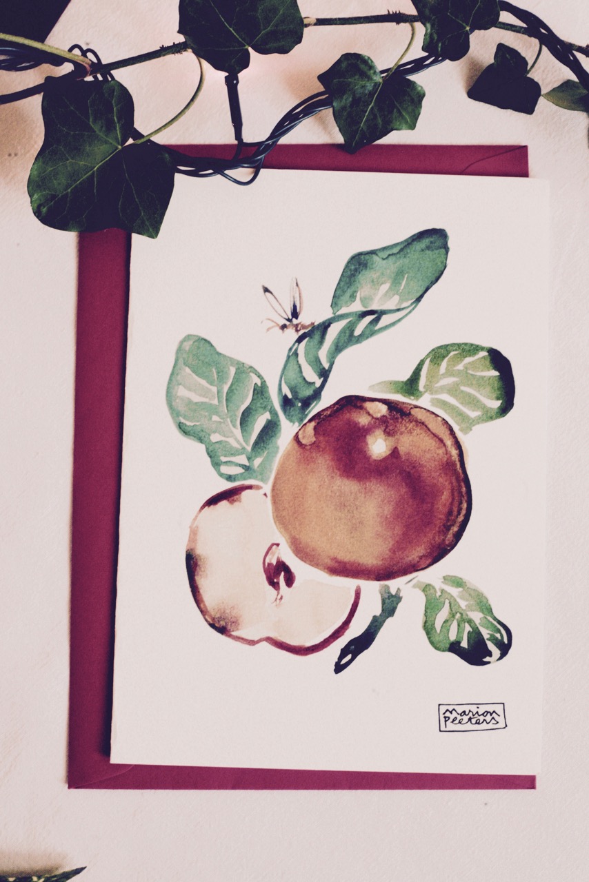 2#illustrationmarion peeters #cartesaquarellepomme