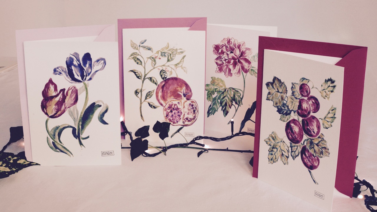 3#illustrationmarion peeters #cartesaquarelle#leverger#gamme fuchia