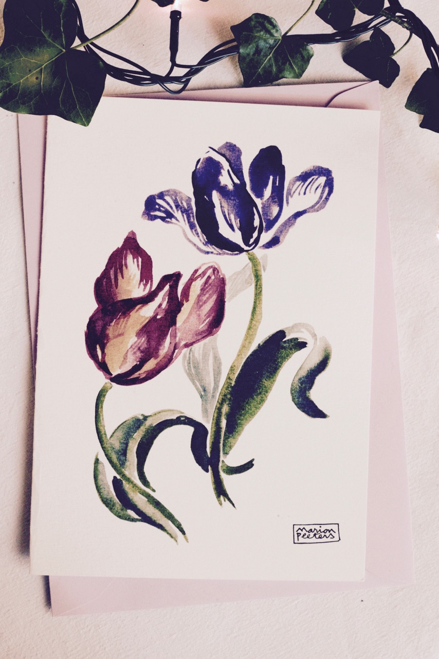 3#illustrationmarionpeeters #cartesaquarelle#leverger#tulipes